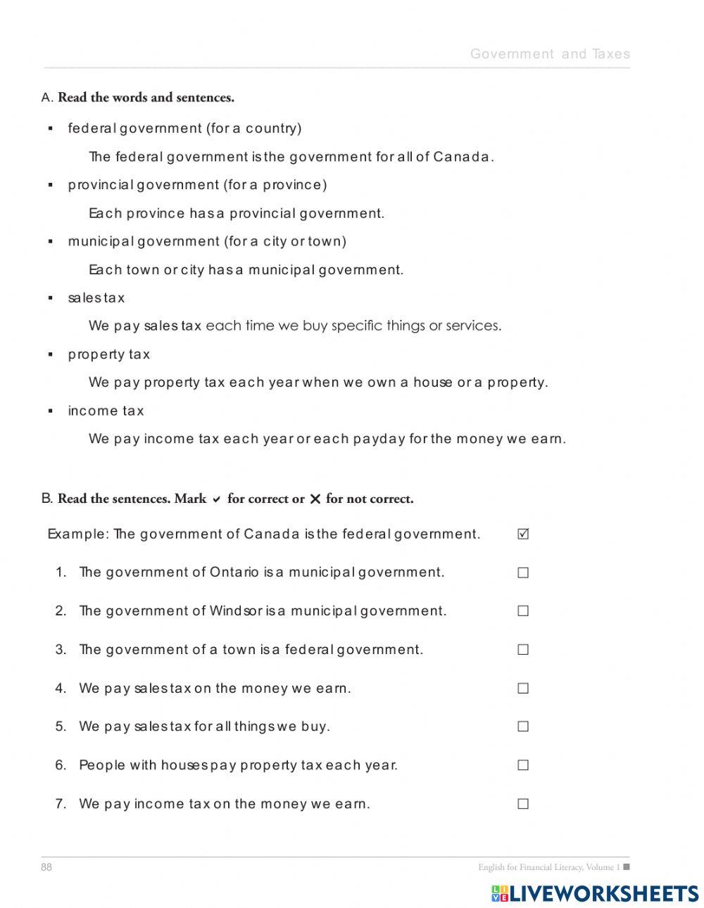 Canadian Levels of Government and Tax