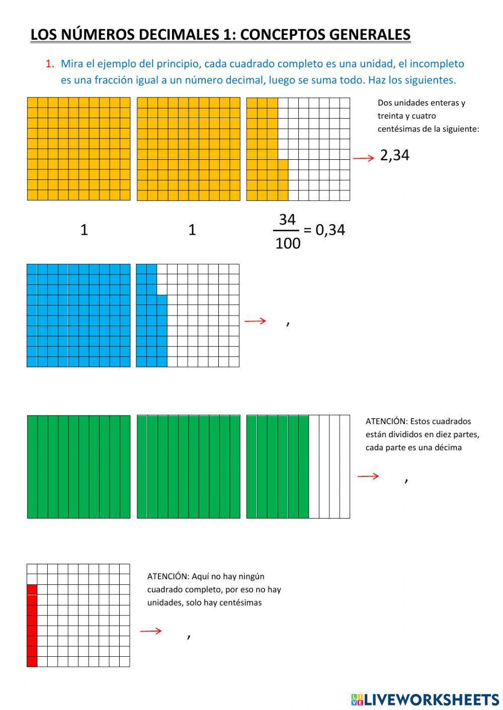 Los números decimales 1