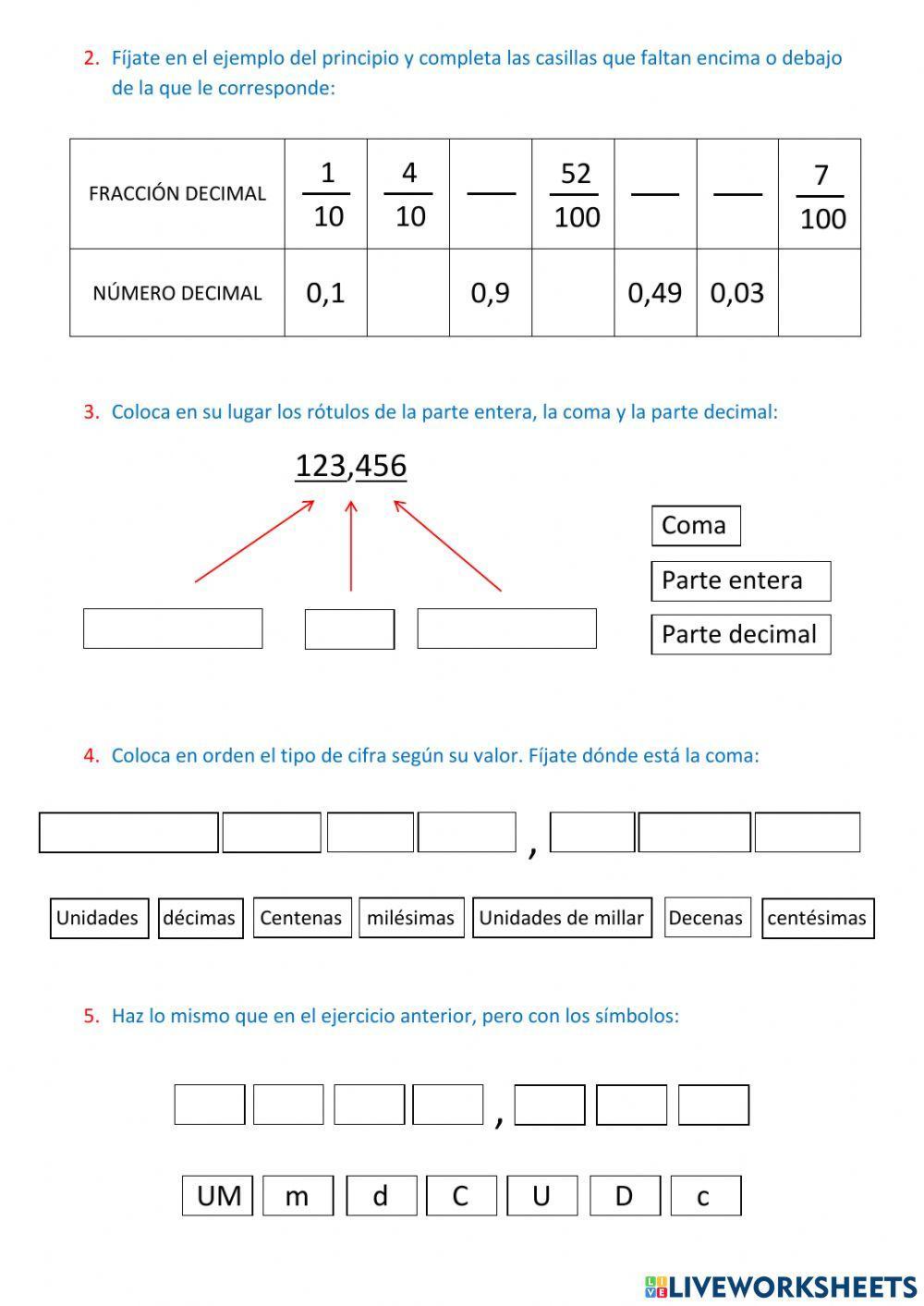 Los números decimales 1