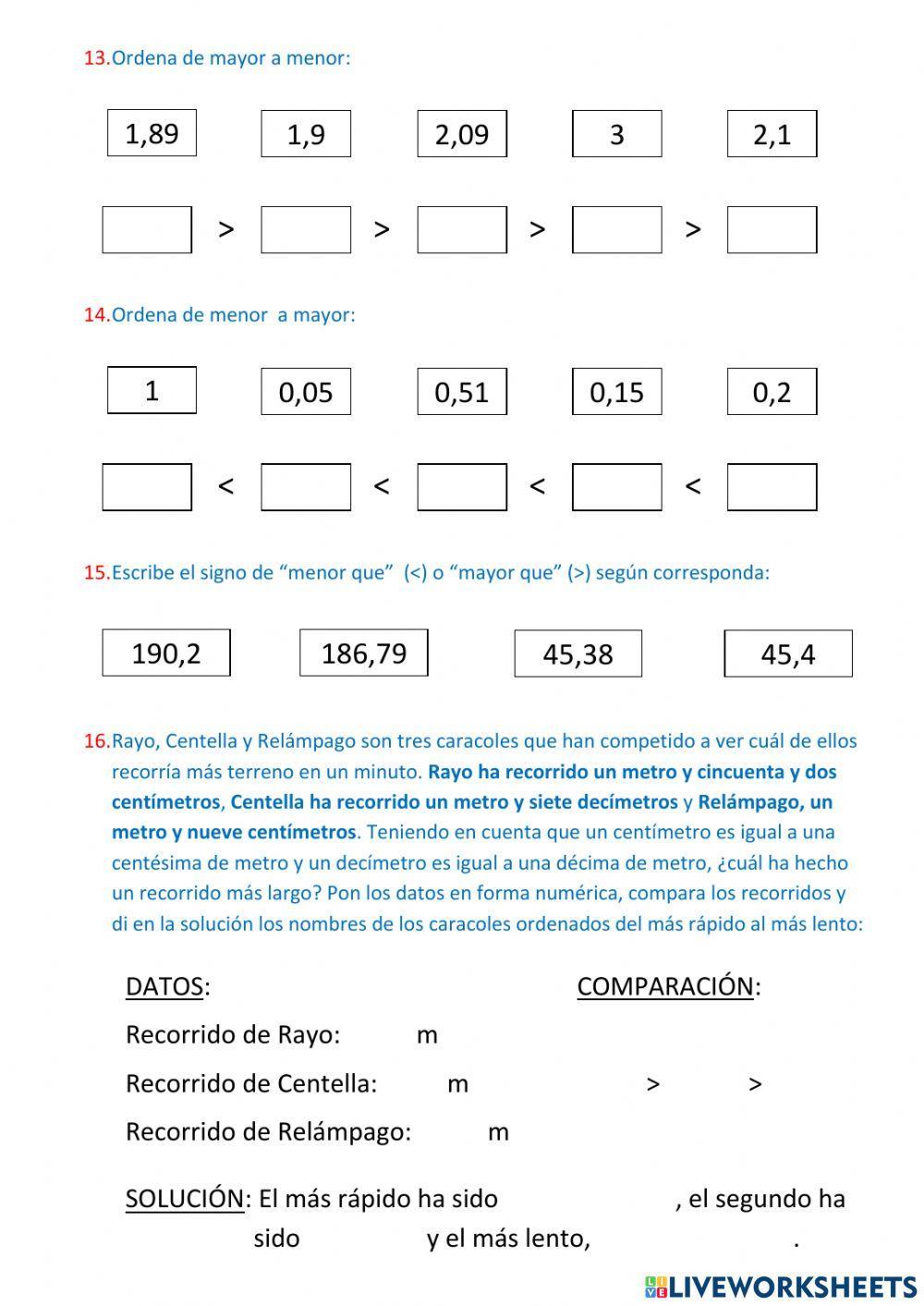 Los números decimales 1