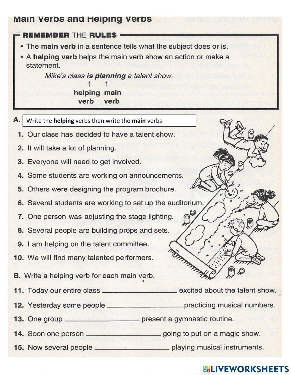 Action Verbs, Helping Verbs, Main Verbs