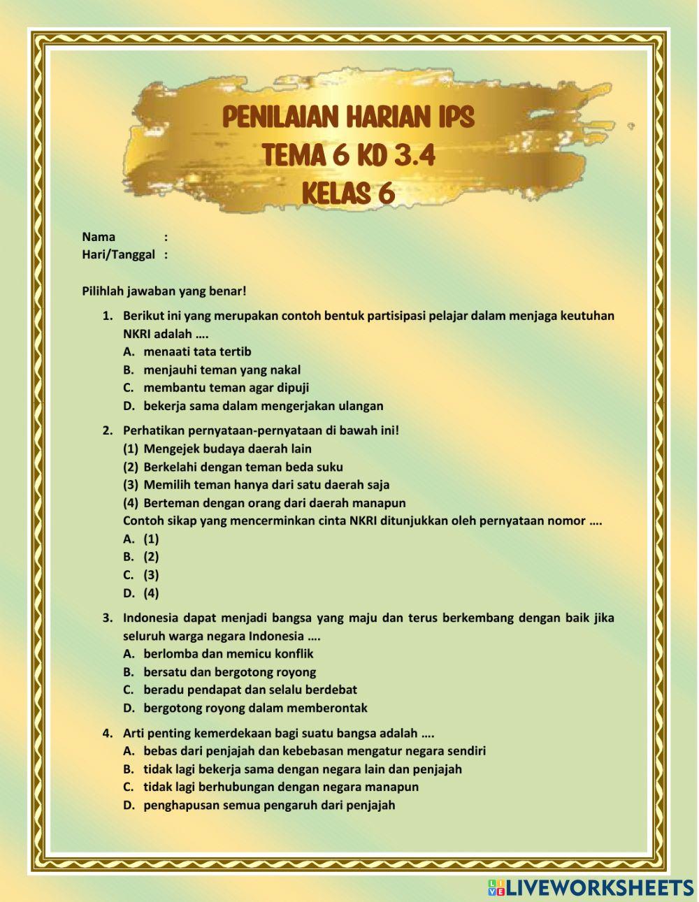 PH IPS KD 3.4 T6 Kelas 6