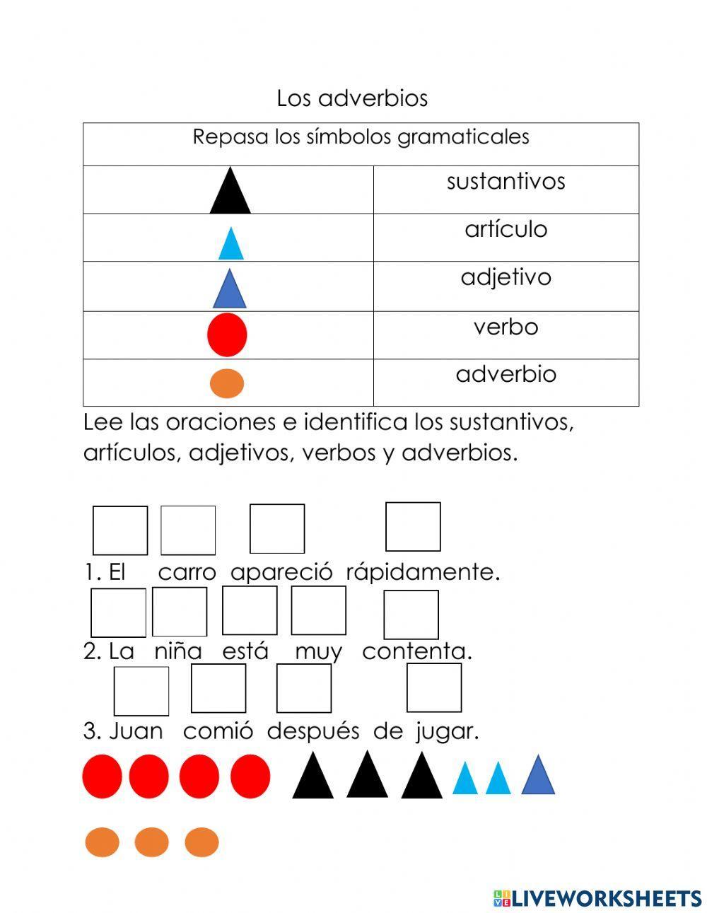 Adverbios símbolos gramaticales Montessori