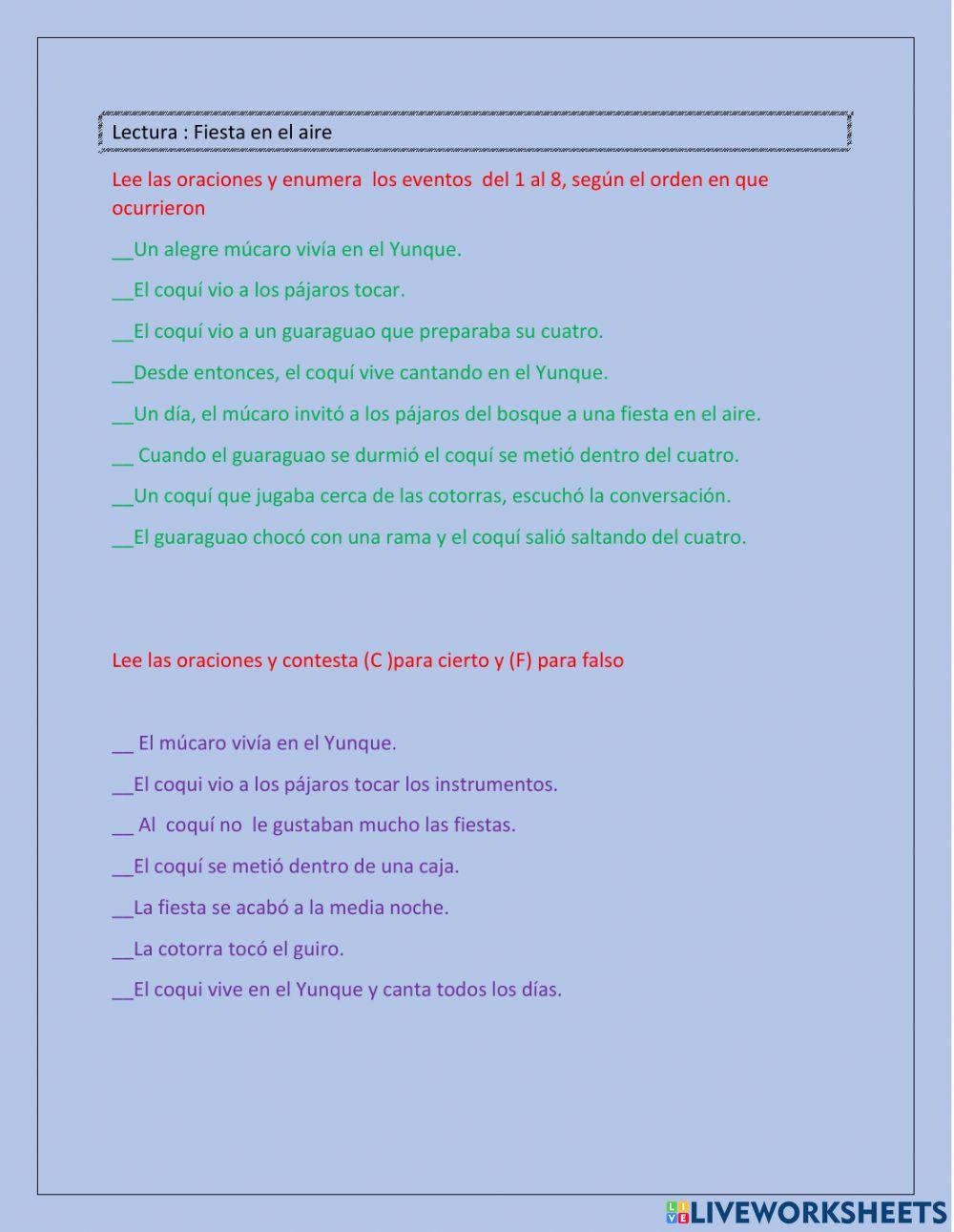 Lectura : Fiesta en el aire