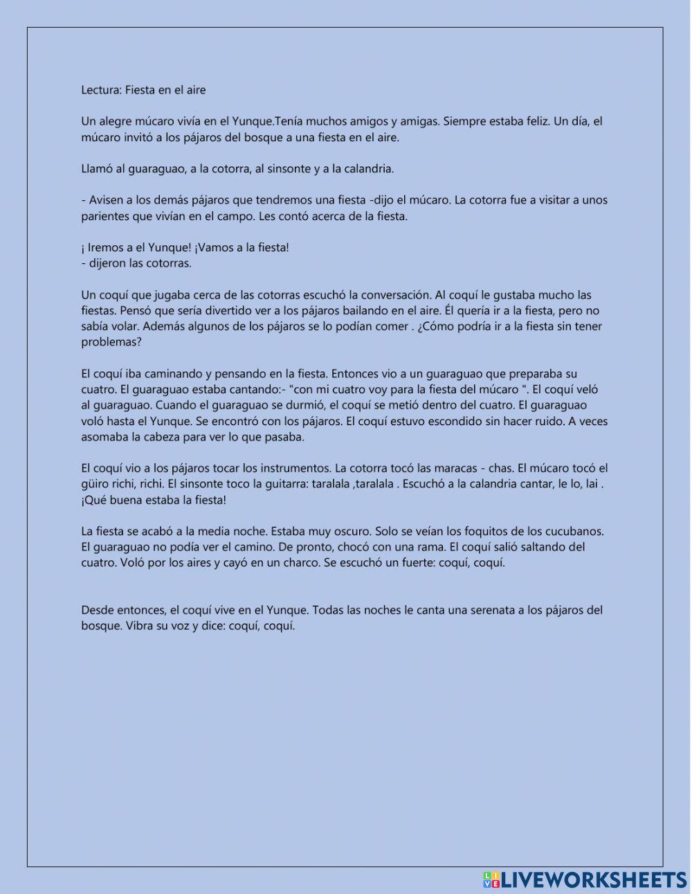 Lectura : Fiesta en el aire
