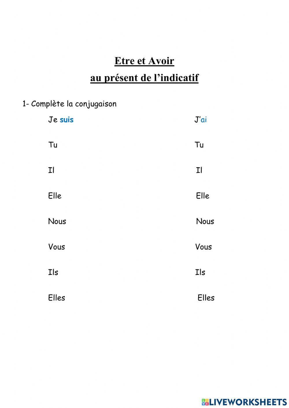 Etre et Avoir au présent