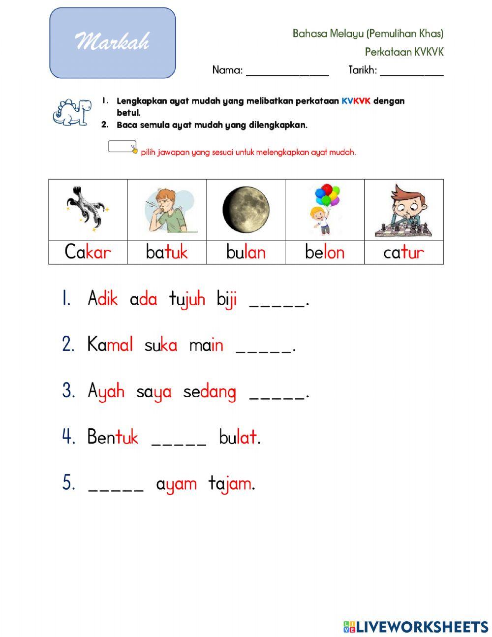 Perkataan KVKVK - Isi tempat Kosong 02