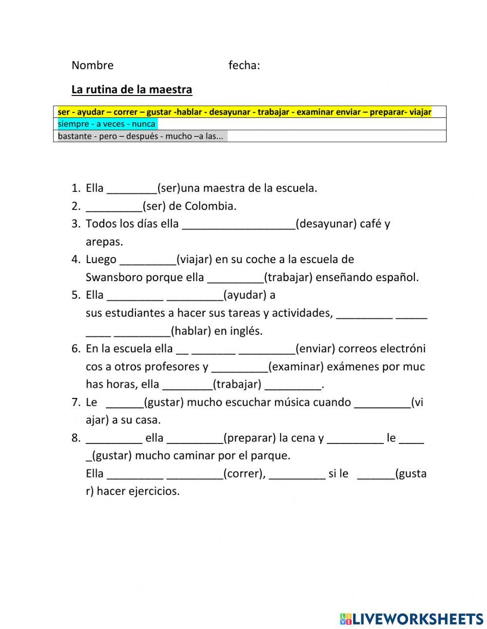 La rutina de la maestra