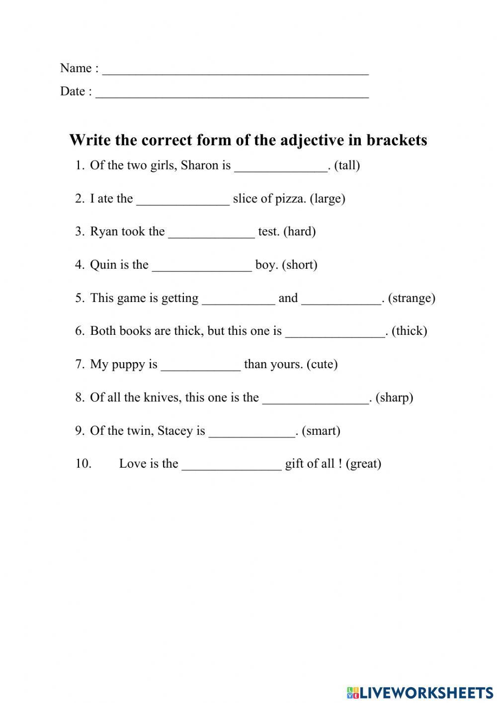 Comparative and Superlative Adjectives