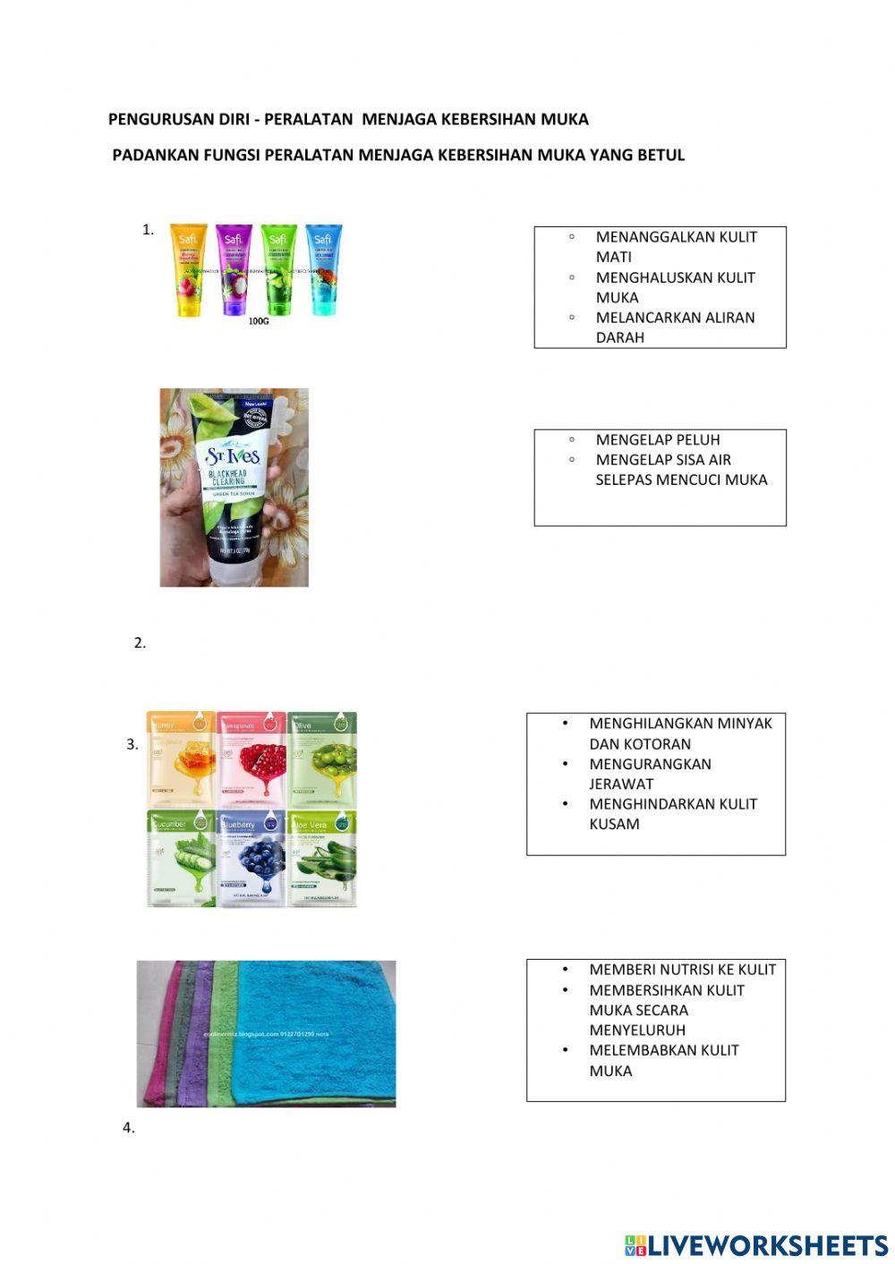 Peralatan dan fungsi alat menjaga kebersihan muka 4.2