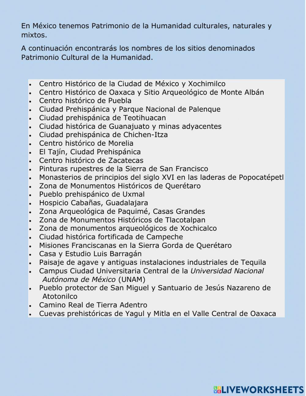 Patrimonio cultural de la humanidad