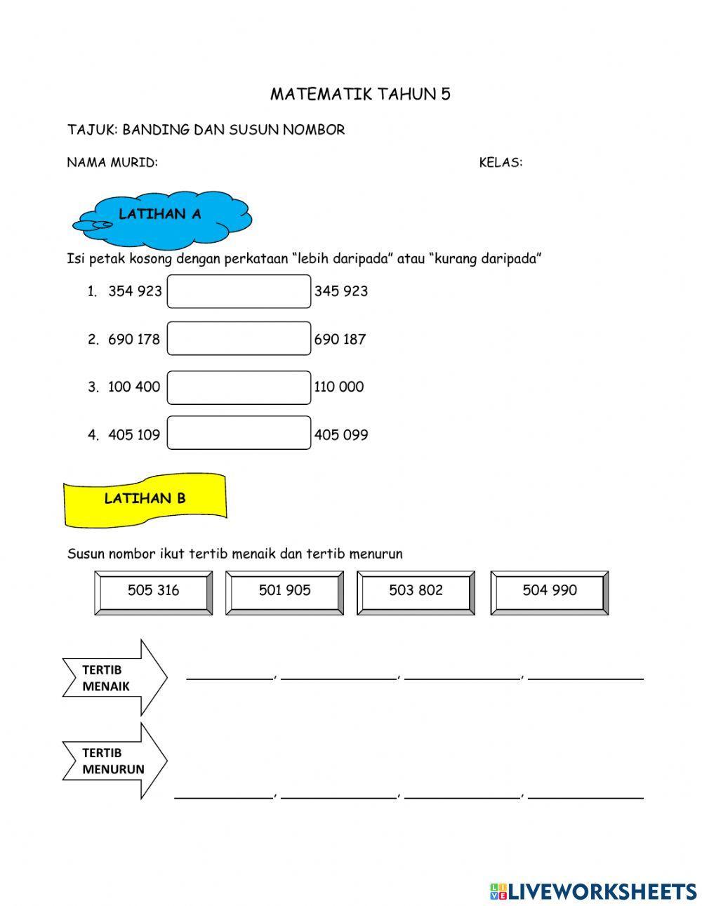 Banding dan susun nombor