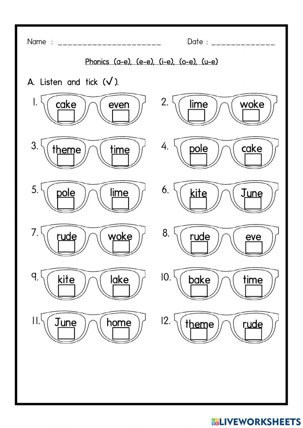Phonics (a-e) (e-e) (i-e) (o-e) (u-e)