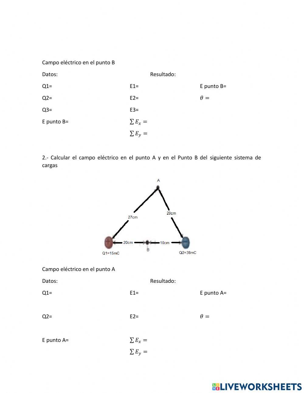 Problemas de campo con vectores