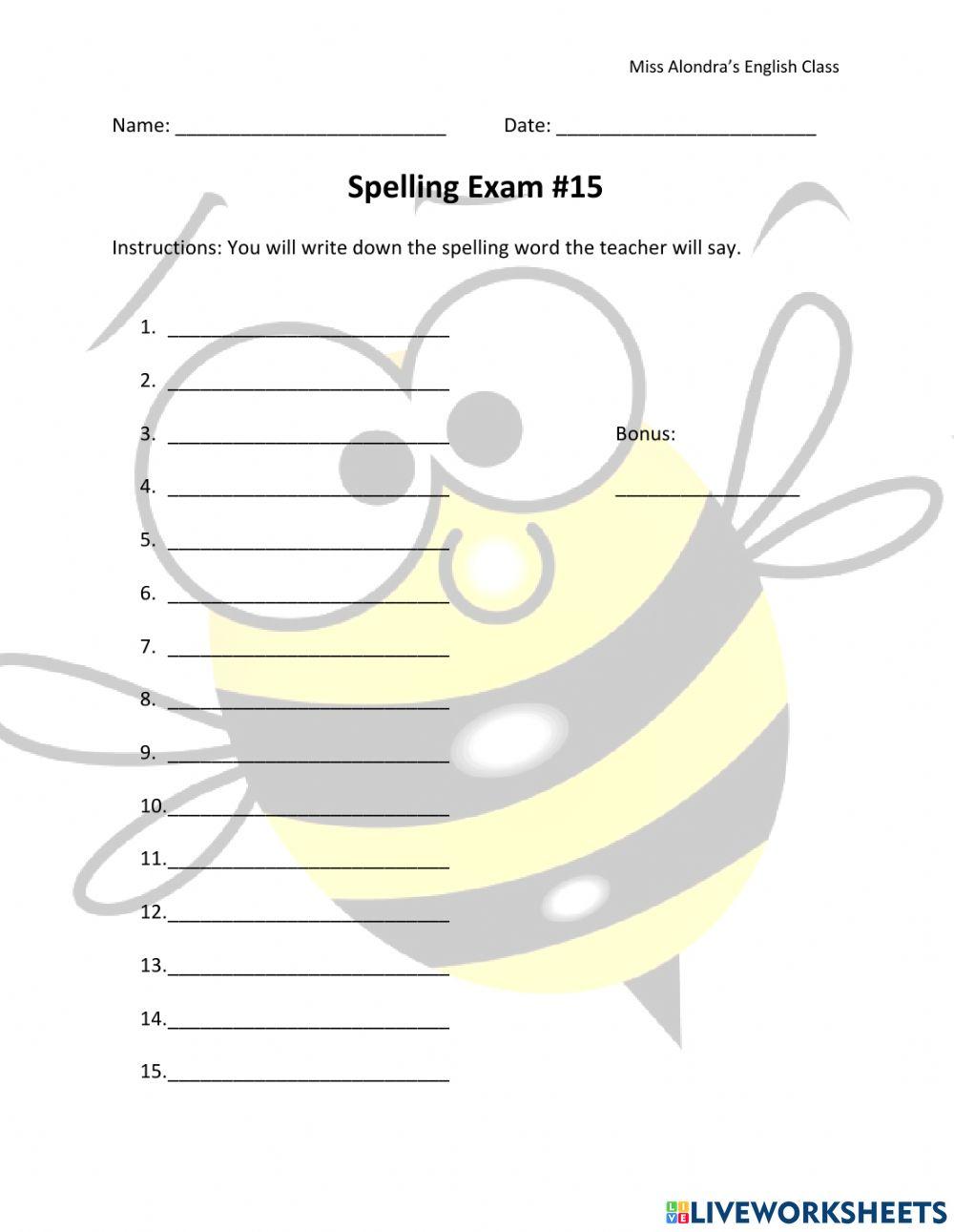 Spelling Exam -14