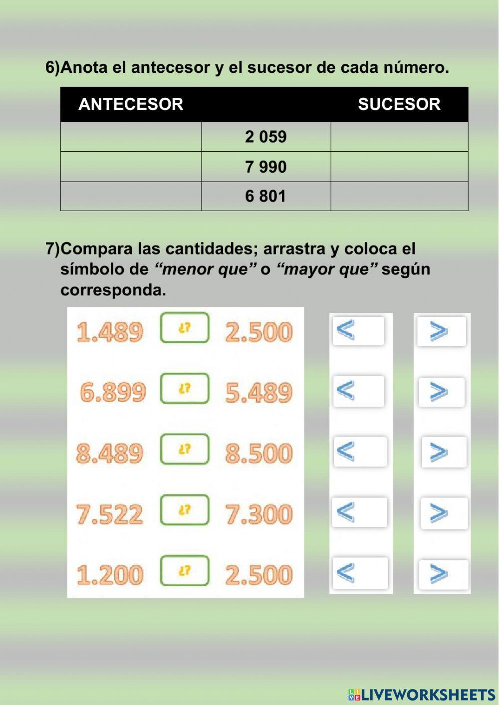 Numeración: características de números de cuatro cifras.