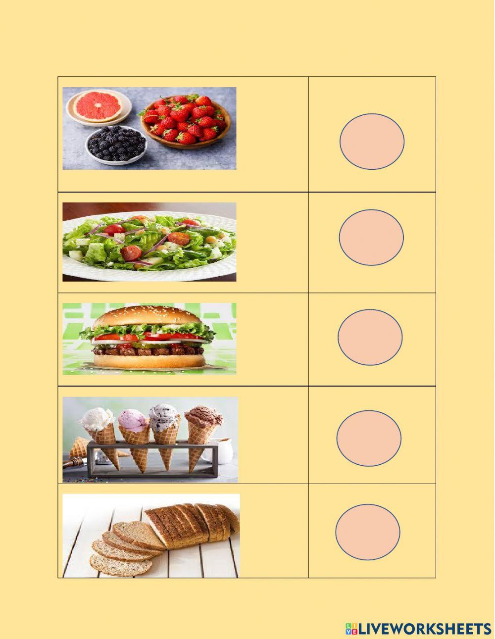 Healthy vs non healthy food items