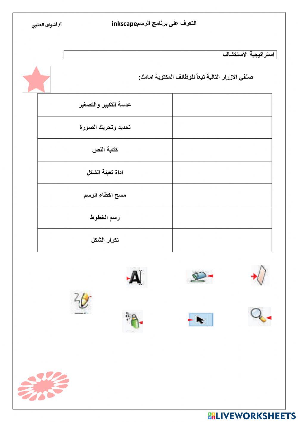 ادوات برنامج الانكسكيب