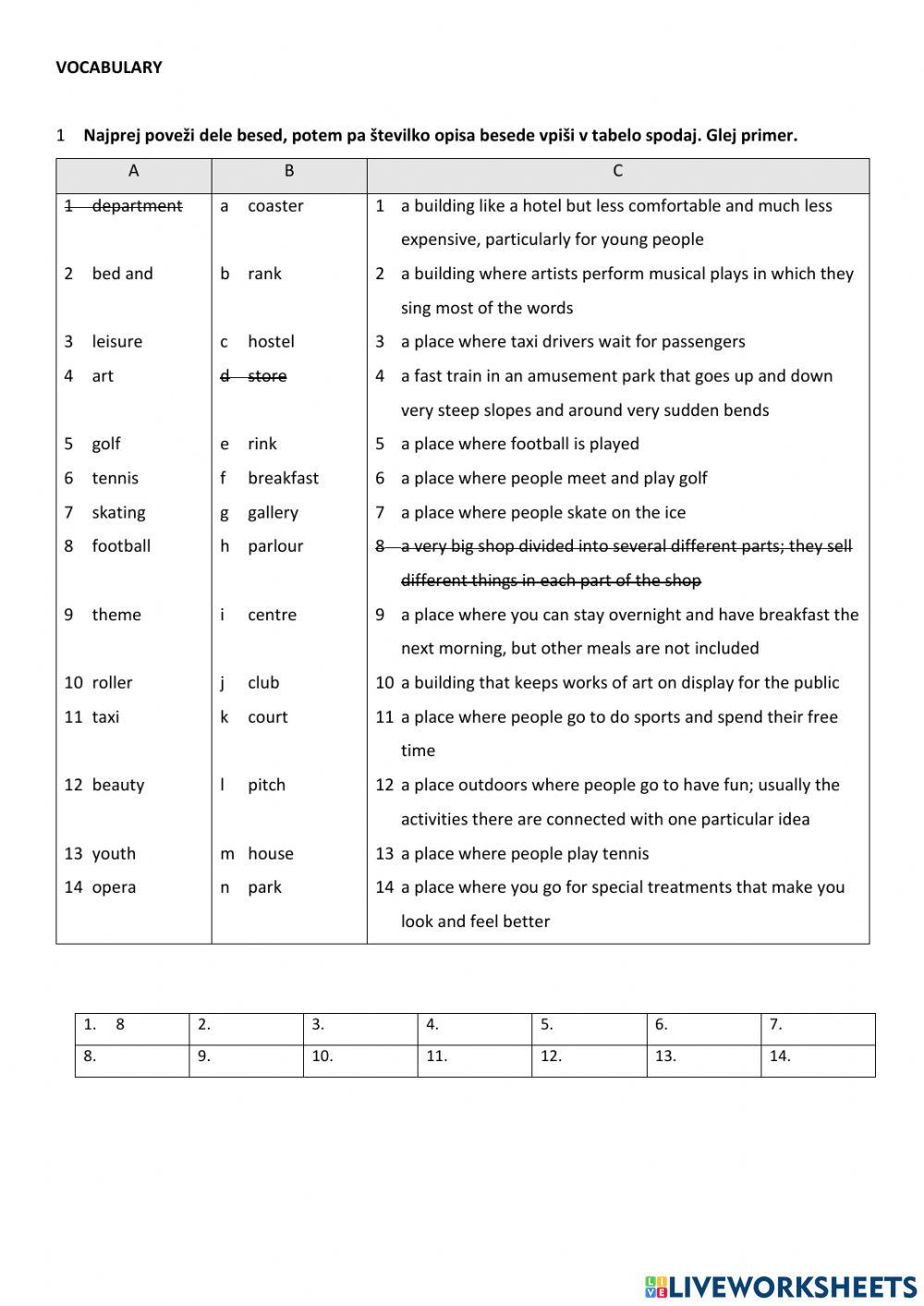 Vocabulary - Places in town