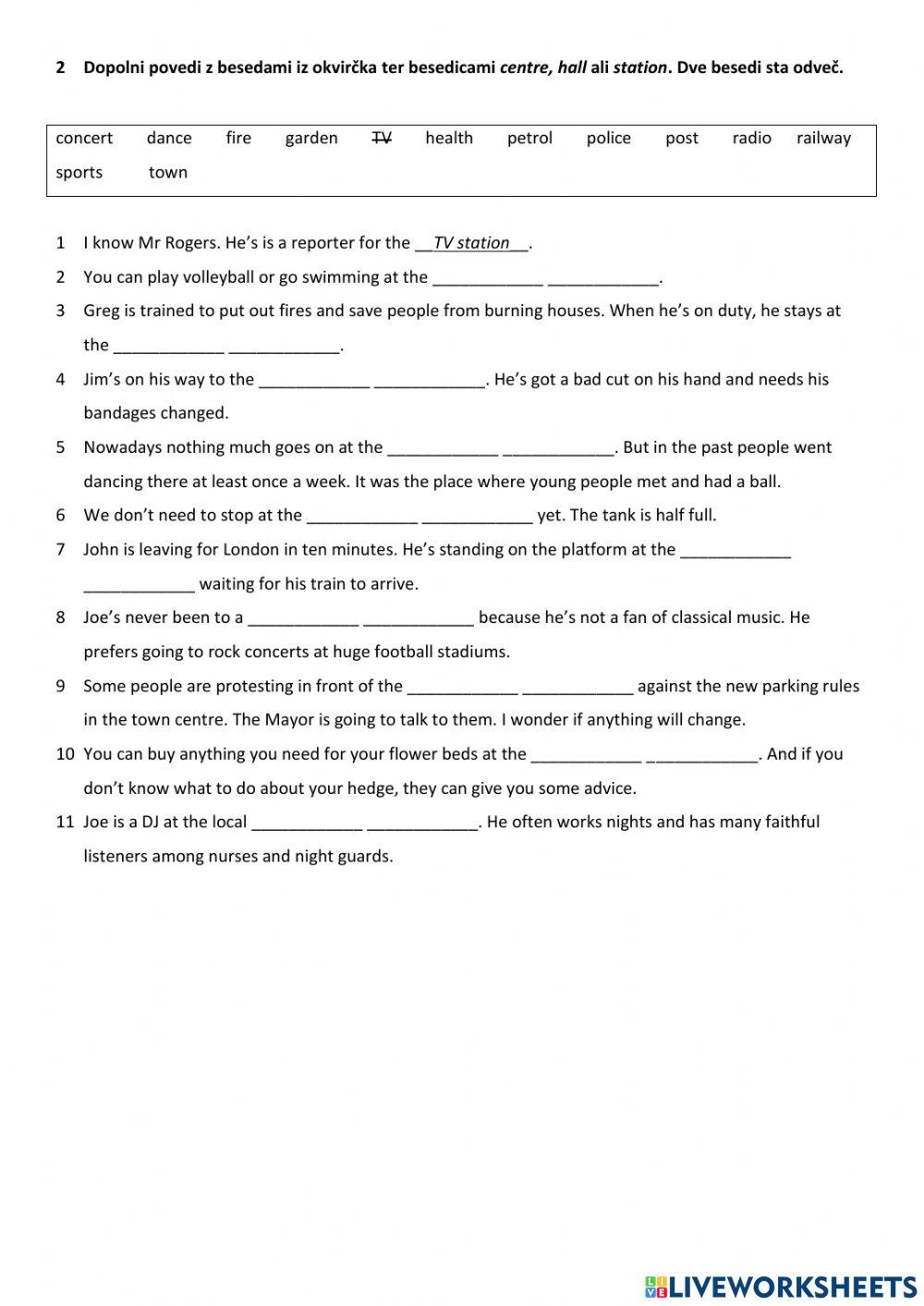 Vocabulary - Places in town