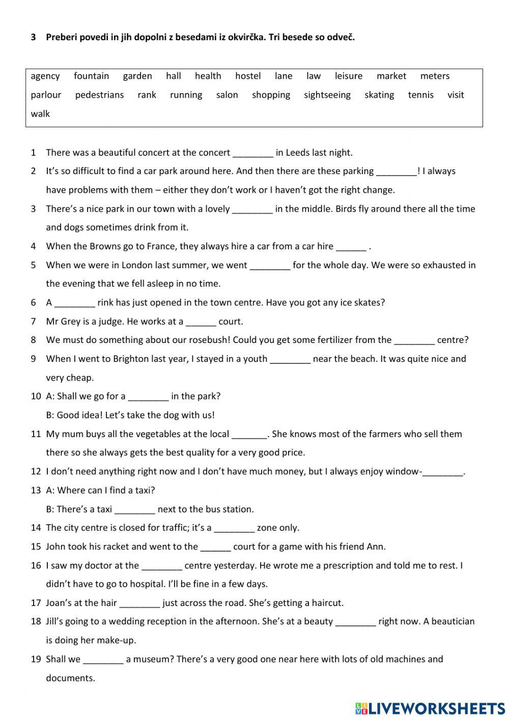 Vocabulary - Places in town