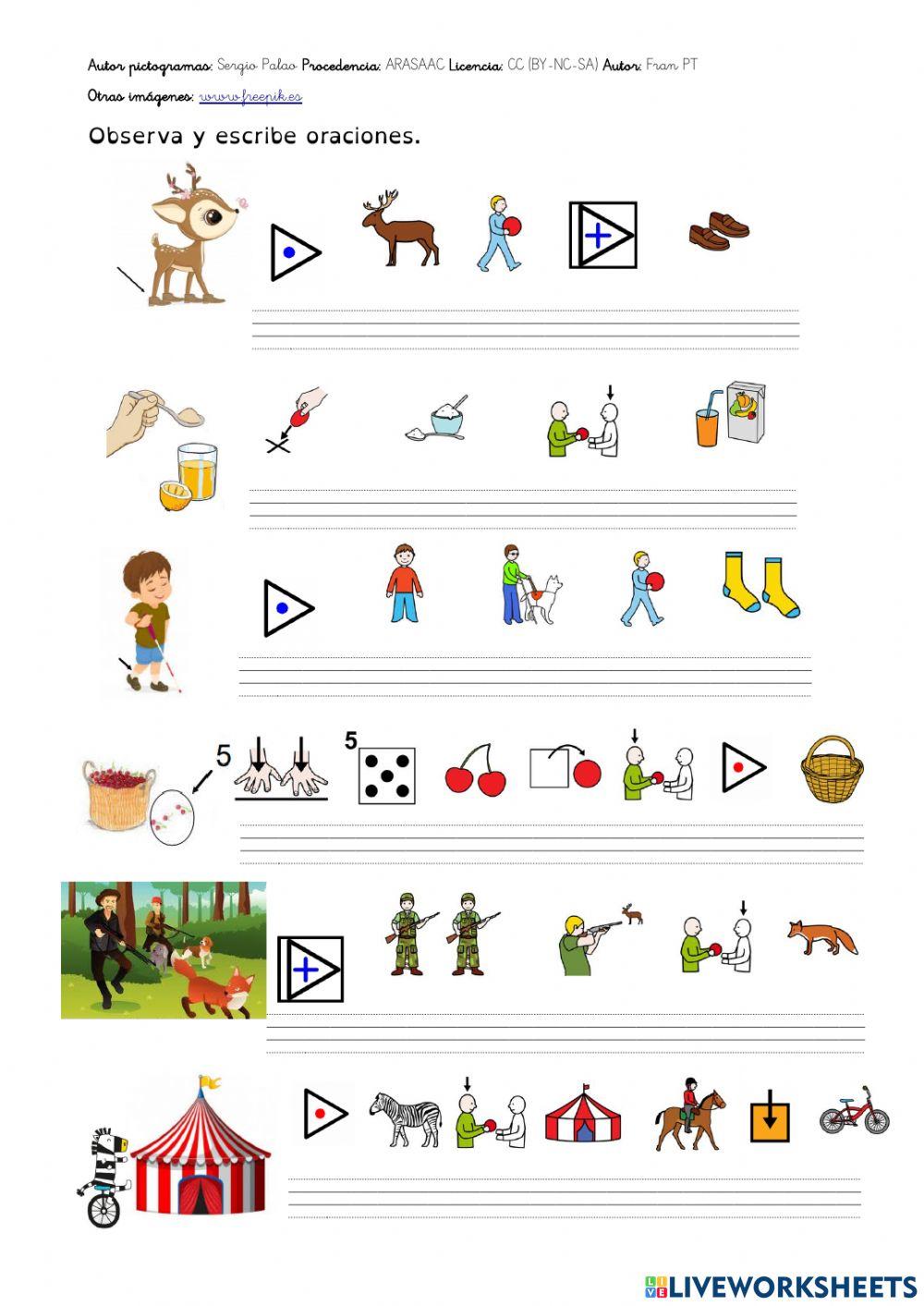 Oraciones con c-z. (con pictogramas)