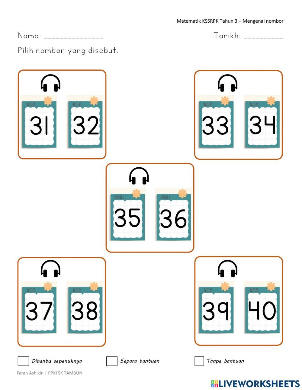 Lembaran MT: Nombor 31 - 40