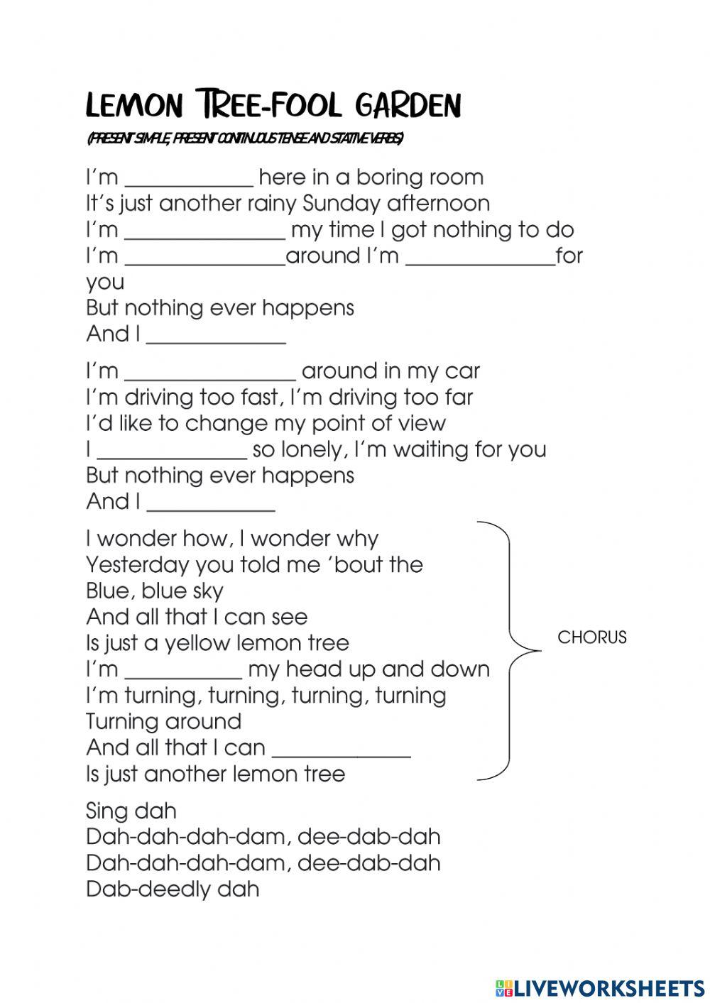 Grammar: Present Continuous, Present tense and Stative Verbs