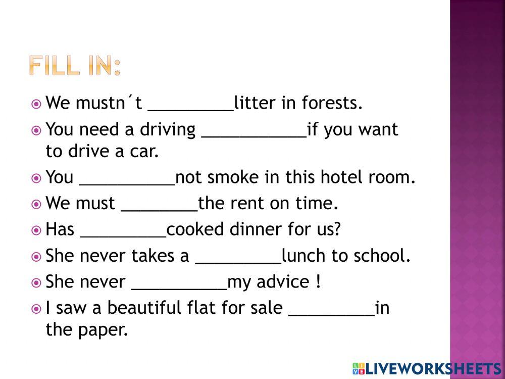 Vocabulary - revision unit 8