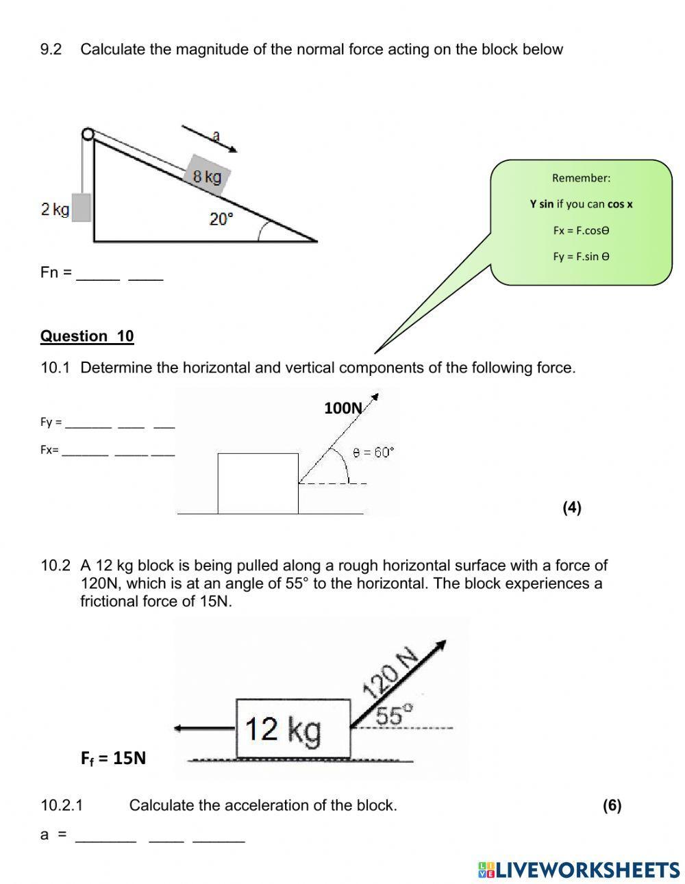 Newton revisoin worksheet