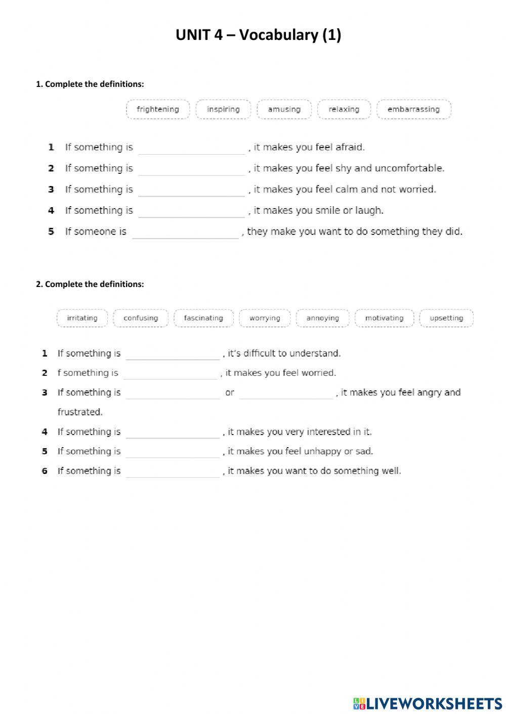 Vocab - 3ESO - Adjectives -ing