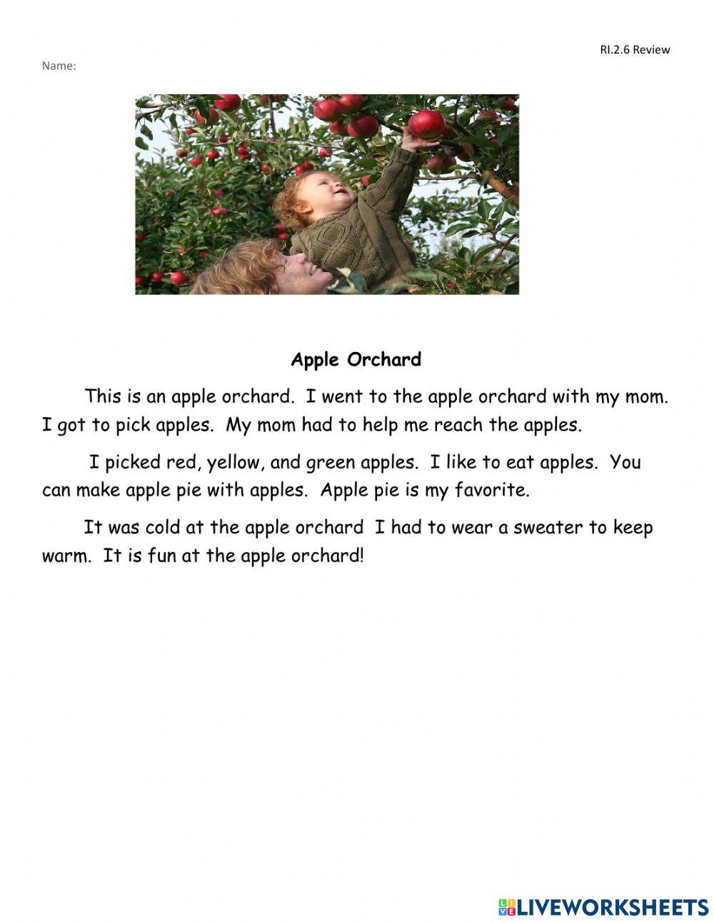 I went to the apple orchard-text and picture comparison