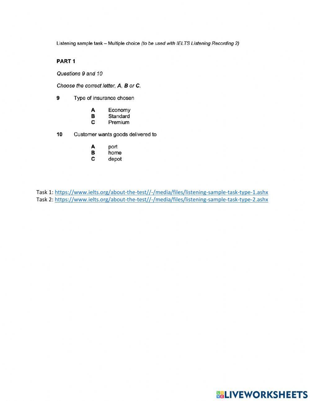 IELTS Listening - Form completion and Multiple choice