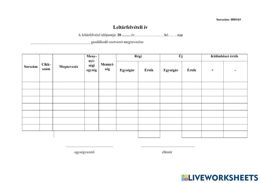 Árváltozás (leltárív)