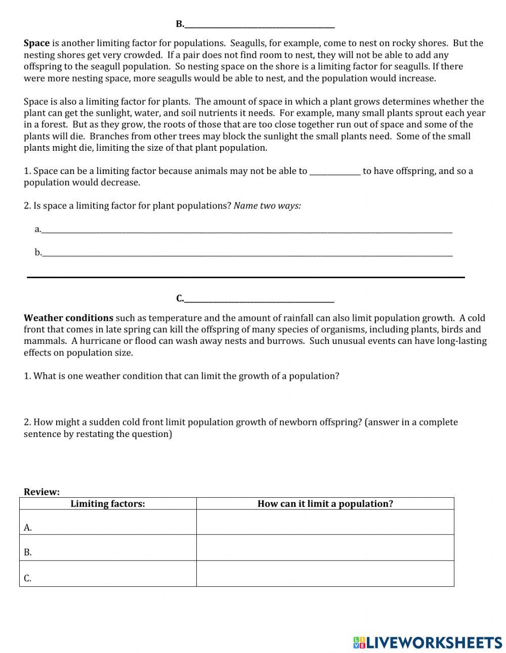 Carrying Capacity And Limiting Factors Worksheets 1 Answer K Carrying Capacity And Limiting Factors Worksheets 1 Answer K