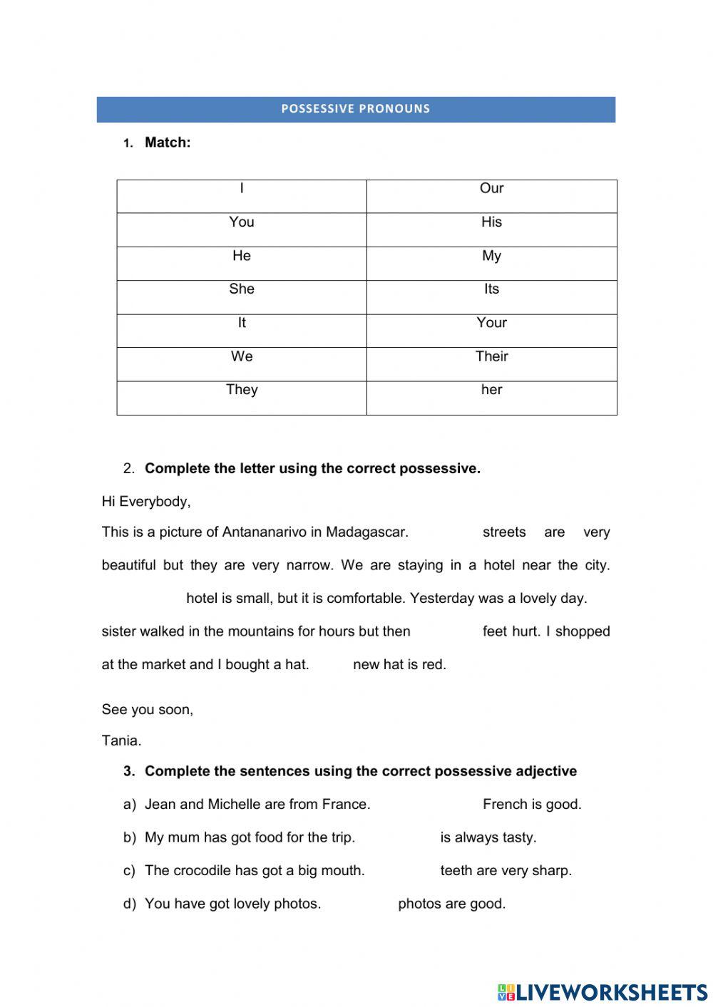 Possessive pronouns