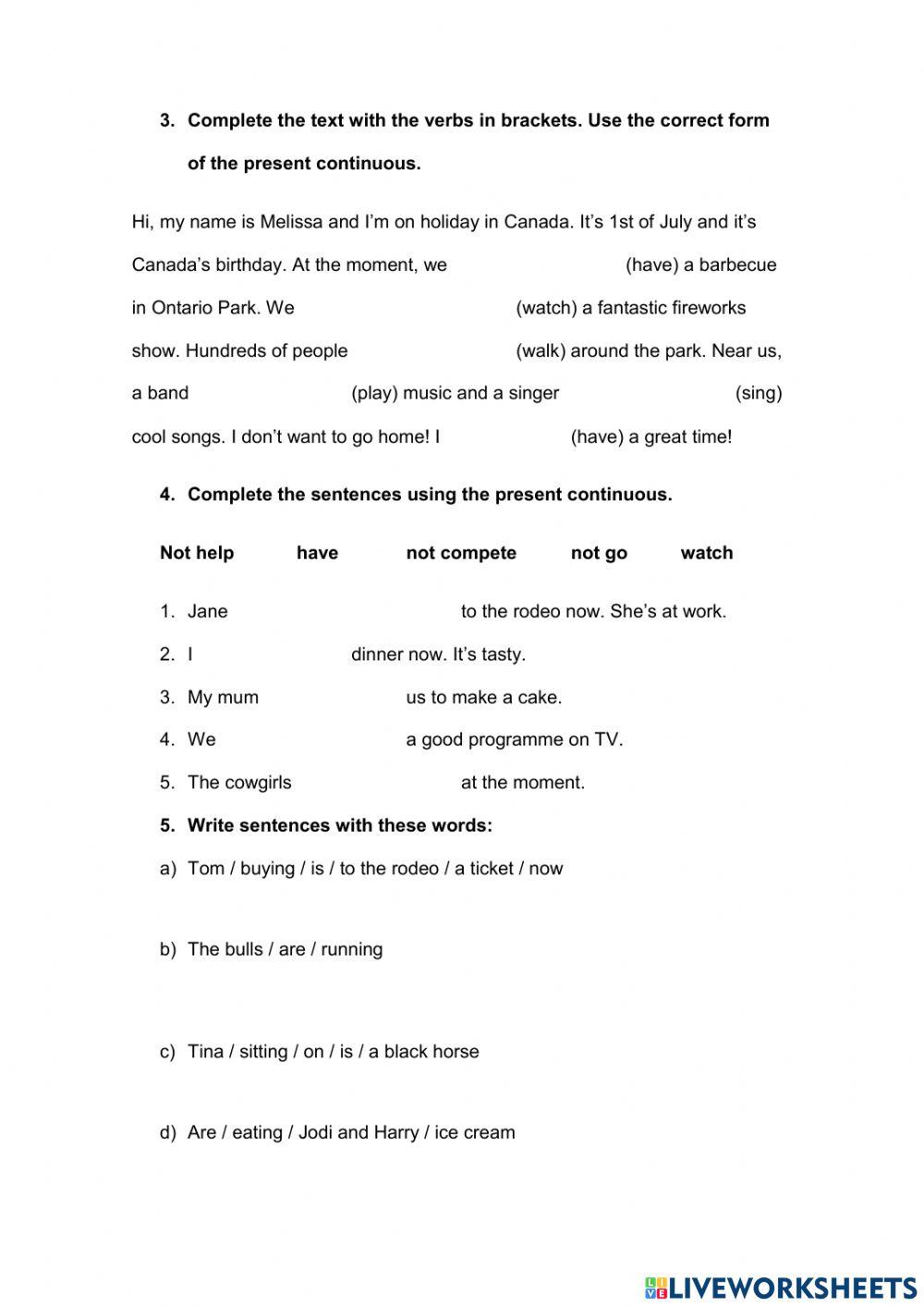 Present continuous 1st eso