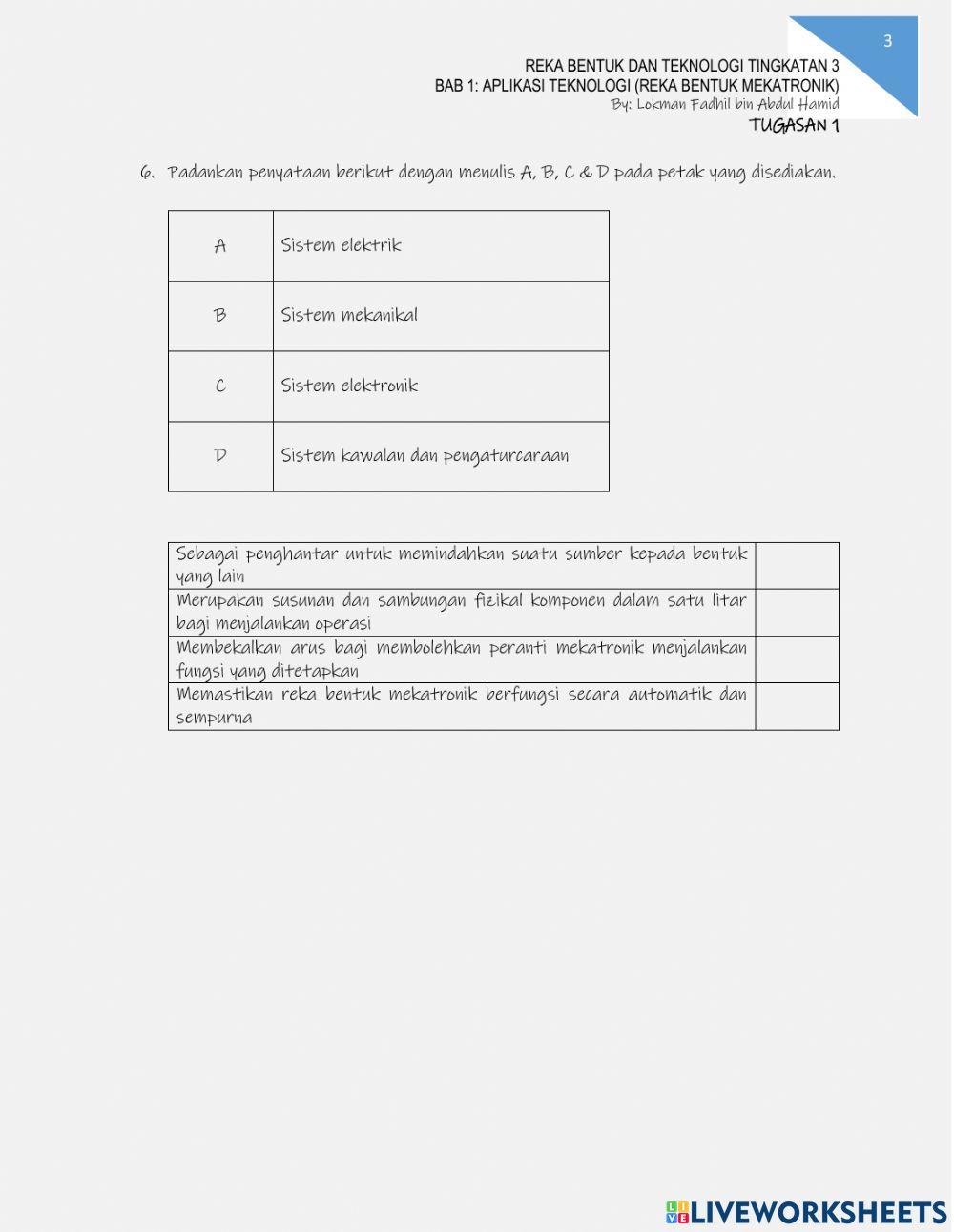 Reka Bentuk dan Teknologi Tingkatan 3