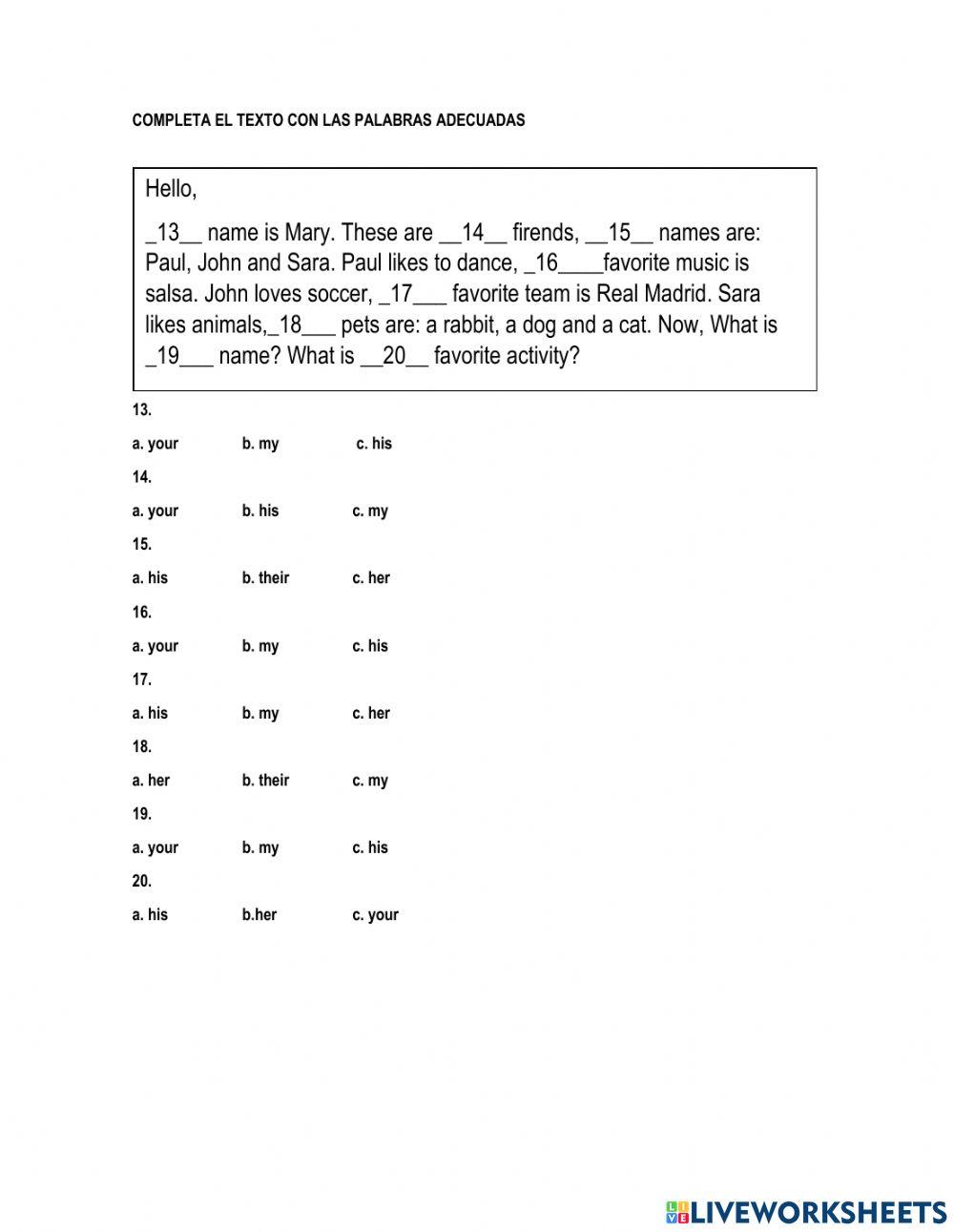 Diagnostic test basic level