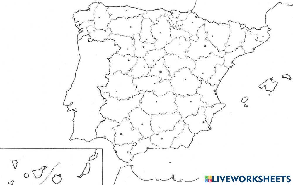Mapa Provincias España worksheet