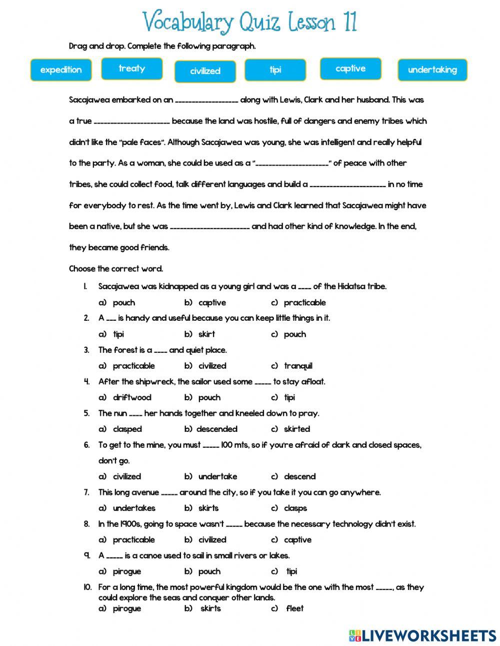 Vocabulary Quiz L11