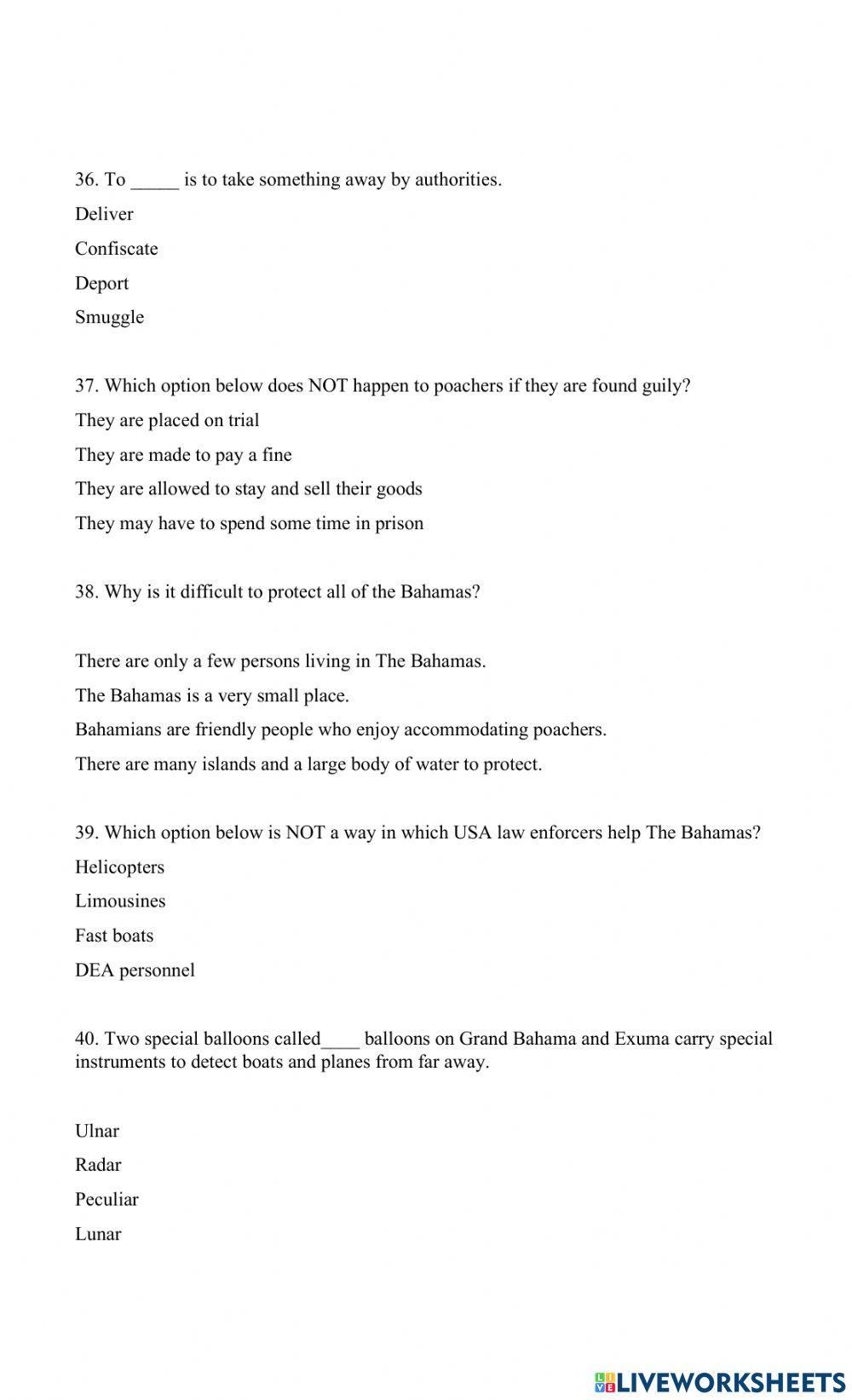 Social Studies Grade 5 Review Quiz