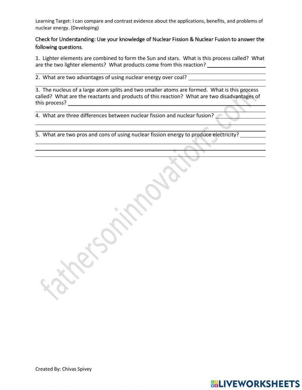Nuclear Fission vs. Nuclear Fusion