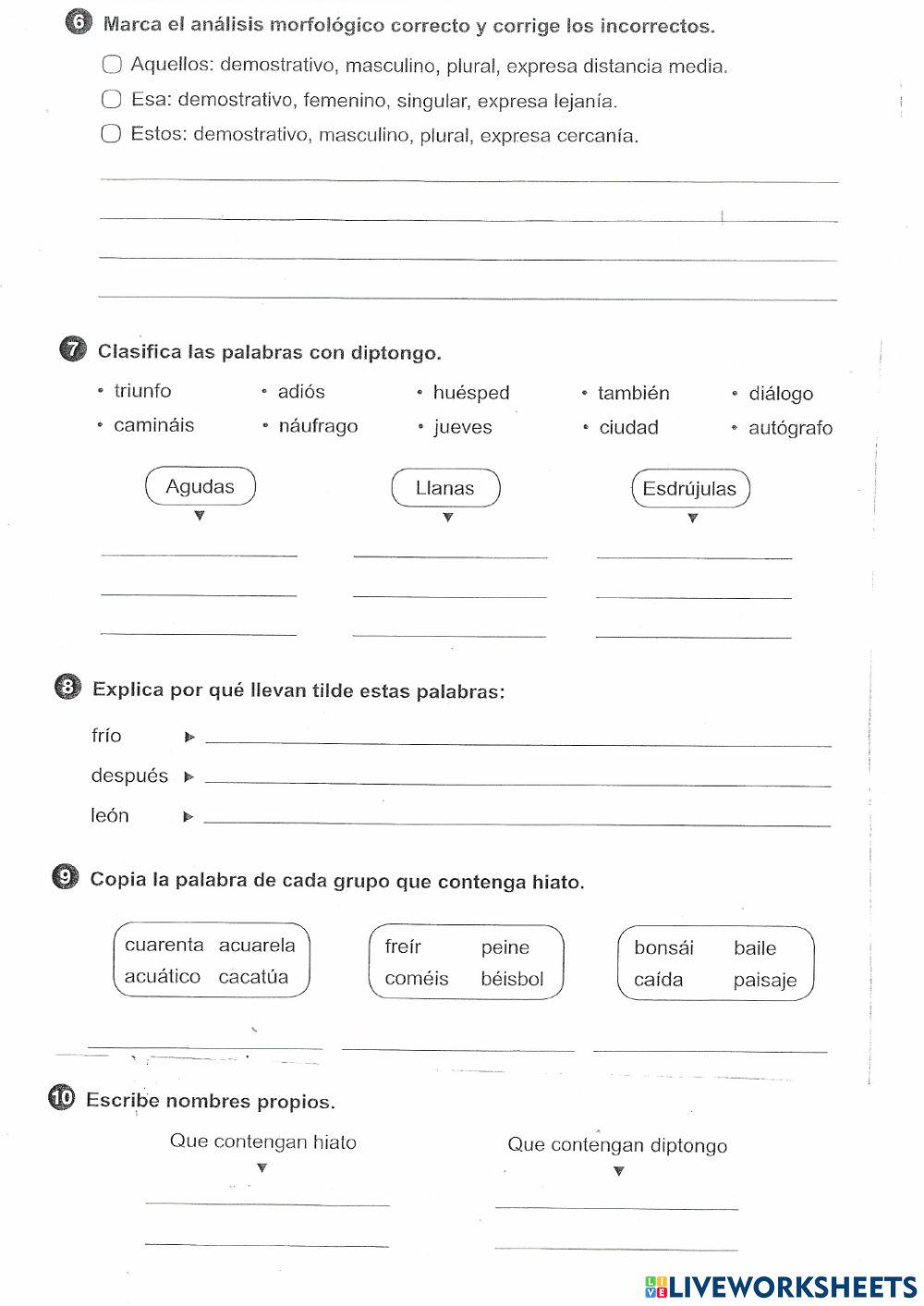 Control tema 5 Lengua