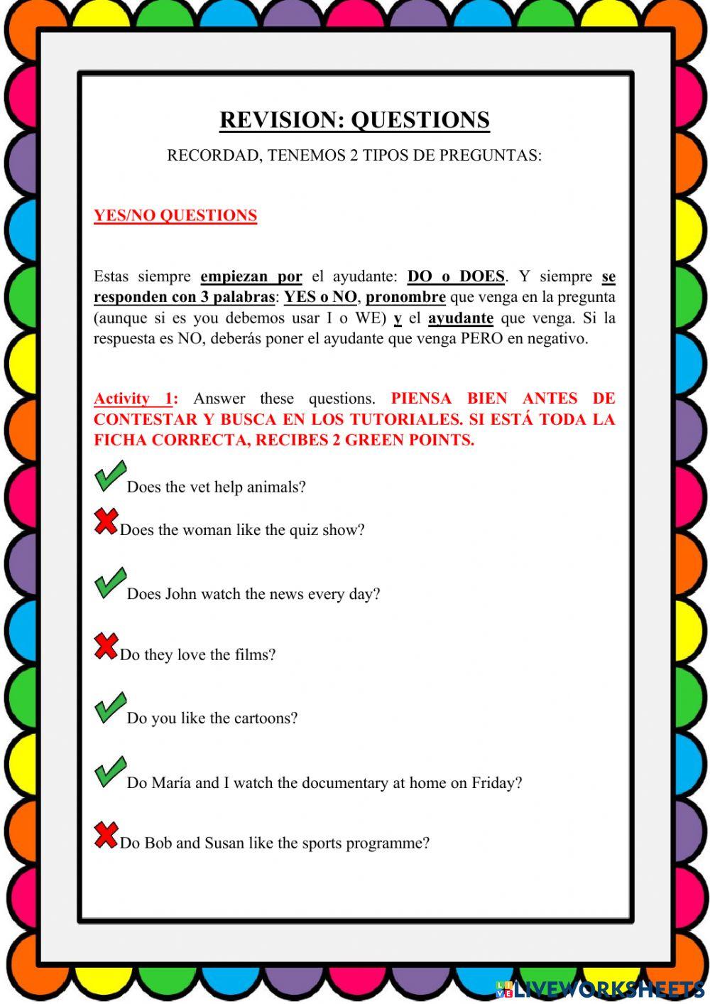 Questions presente simple