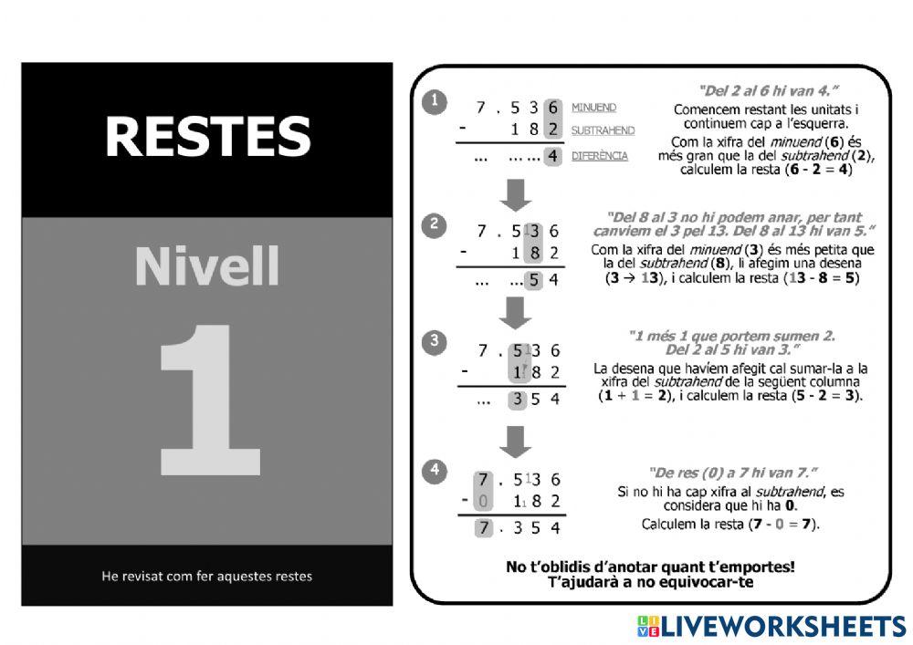 Restes nivell 5 - 1r nivell - Tutorial
