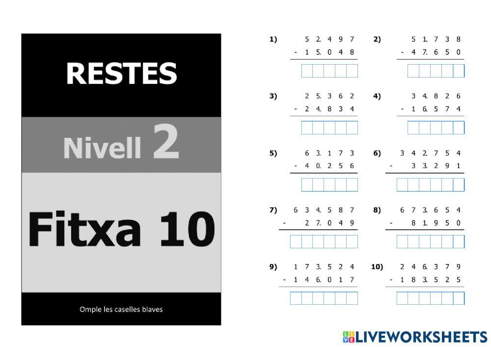 Restes nivell 5 - 2n nivell - Fitxa 10