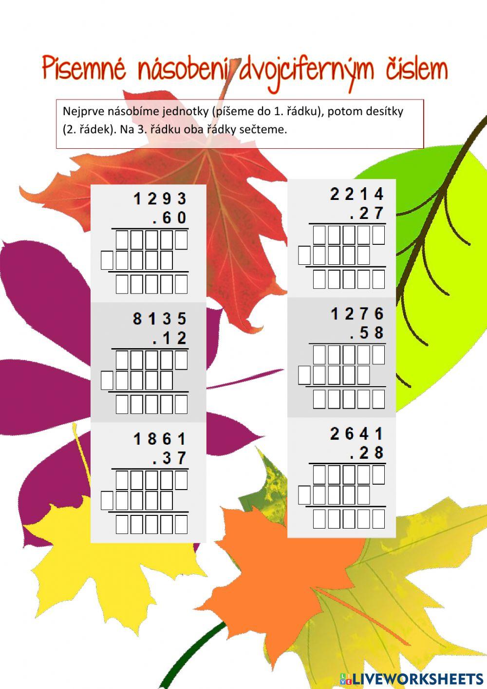 Písemné násobení dvojciferným číslem