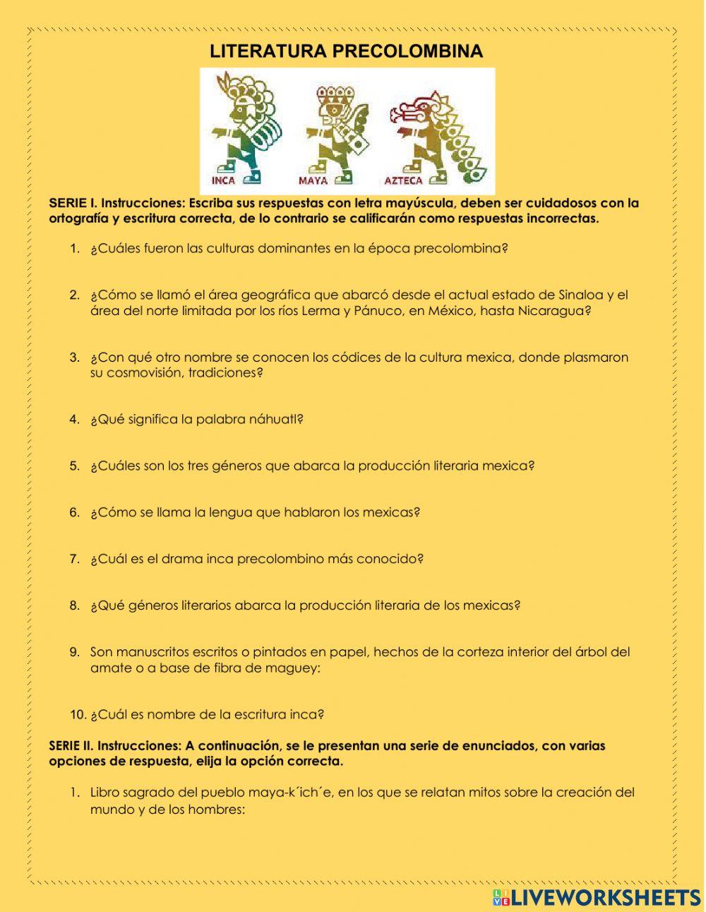 LITERATURA PRECOLOMBINA