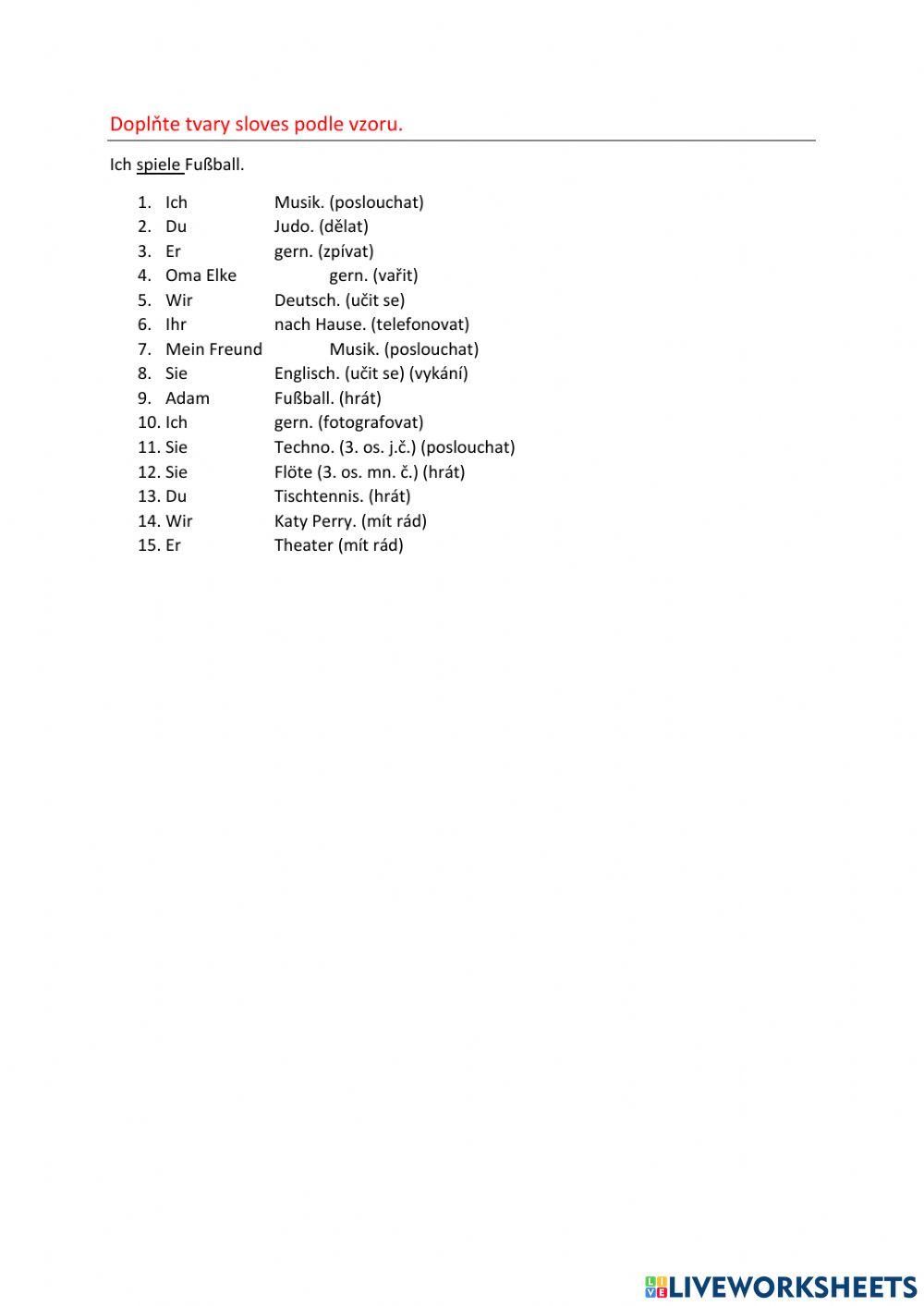 Časování pravidelných sloves